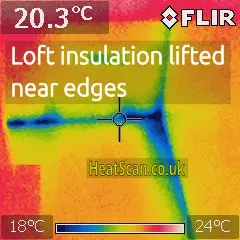 Thermal photo of a room ceiling, showing heat losses